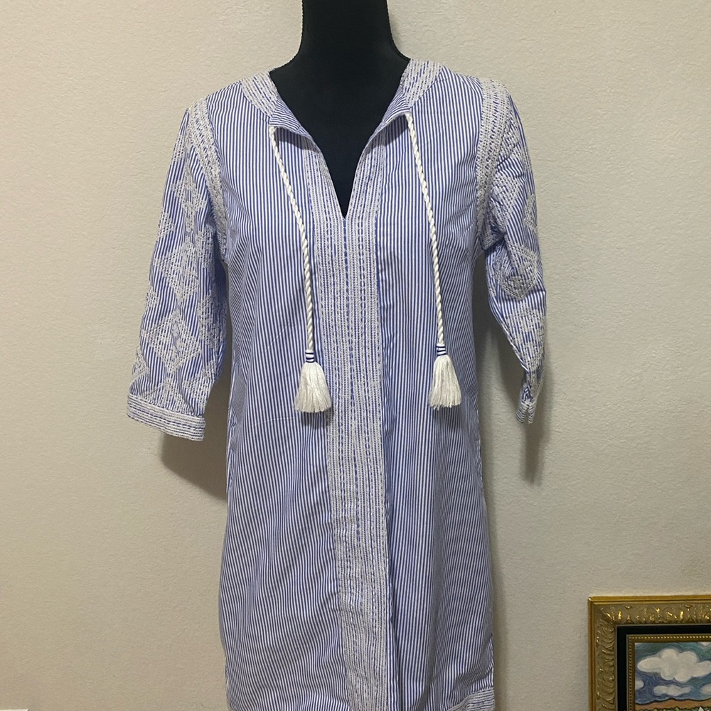 Gretchen Scott Striped‎ Blue and White Women's Dress